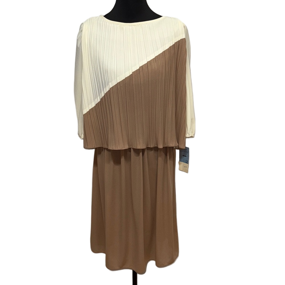 Vintage Sears Colorblock Pleated Midi Dress NWT Size 12